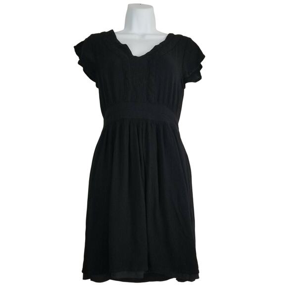Vero Moda Little Black Dress Small V Neck Ruffle Slimming Short Flutter Sleeve - Picture 1 of 10
